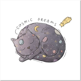 Cosmic Dreams Cat Posters and Art